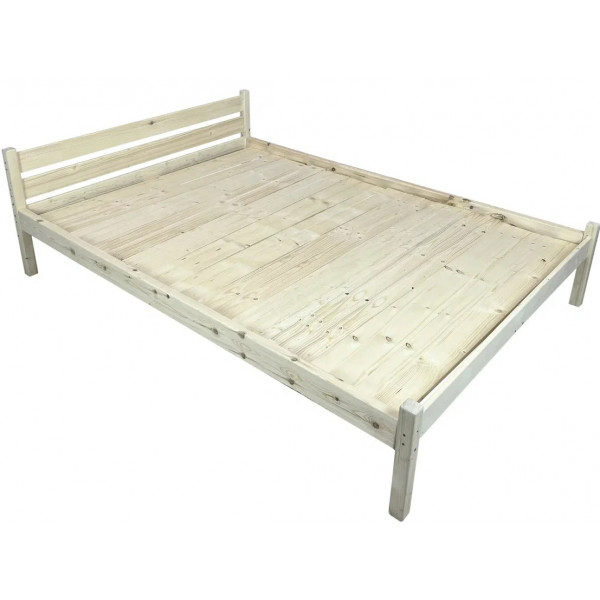 Кровать двуспальная Классика из массива сосны со сплошным основанием, 190х140 см (габариты 200х150), без покраски