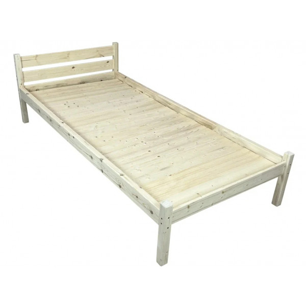 Кровать односпальная Классика из массива сосны со сплошным основанием, 190х80 см (габариты 200х90), без покраски