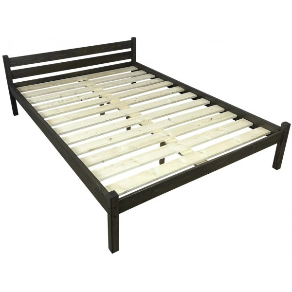 Кровать Классика лакированная из массива сосны с основанием полутороспальная 120х200 цвет Венге