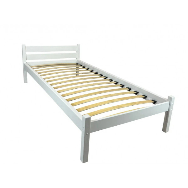 Кровать односпальная из массива сосны Классика с ортопедическим основанием  80х190 см, цвет белый