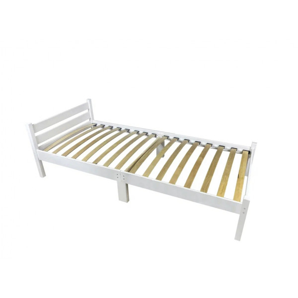 Кровать односпальная с ортопедическим основанием для взрослых из сосны 60х190 см, белая