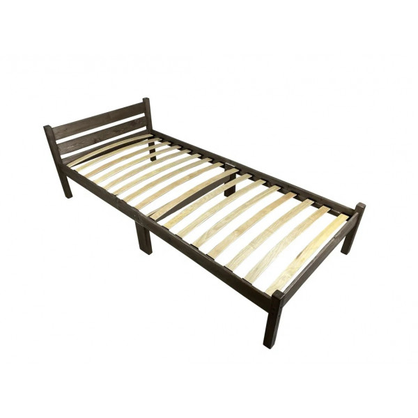 Кровать односпальная с ортопедическим основанием для взрослых из сосны 60х190 см, цвет венге