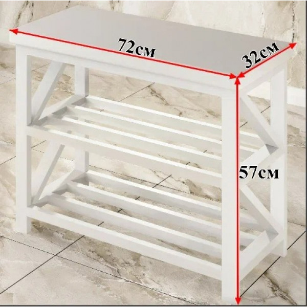 Обувница банкетка Лофт каркас металл с полками для обуви в прихожую, цвет белый