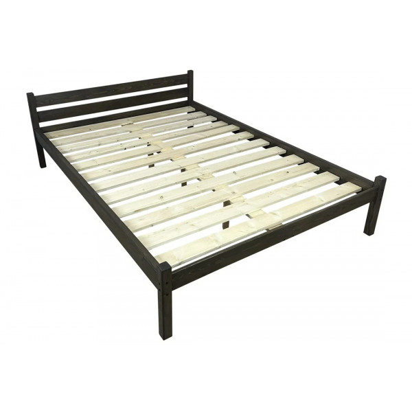 Кровать Классика лакированная из массива сосны с основанием полутороспальная 190х120см, цвет Венге (габариты 200х130)