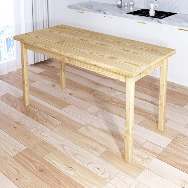 Стол кухонный Классика из массива сосны, столешница 40 мм и ножки без покраски, 120х70х75 см