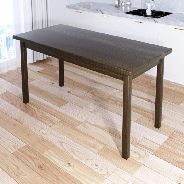 Стол кухонный Классика из массива сосны, столешница 40 мм и ножки цвета темного дуба, 130х60х75 см