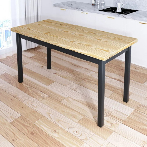 Стол кухонный Классика из массива сосны, лакированная столешница 40 мм и ножки цвета антрацит, 130х60х75 см