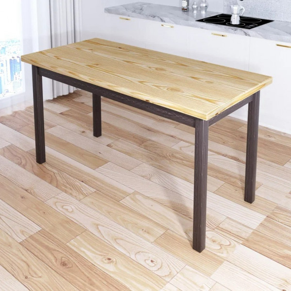 Стол кухонный Классика из массива сосны, лакированная столешница 40 мм и ножки цвета венге, 130х60х75 см