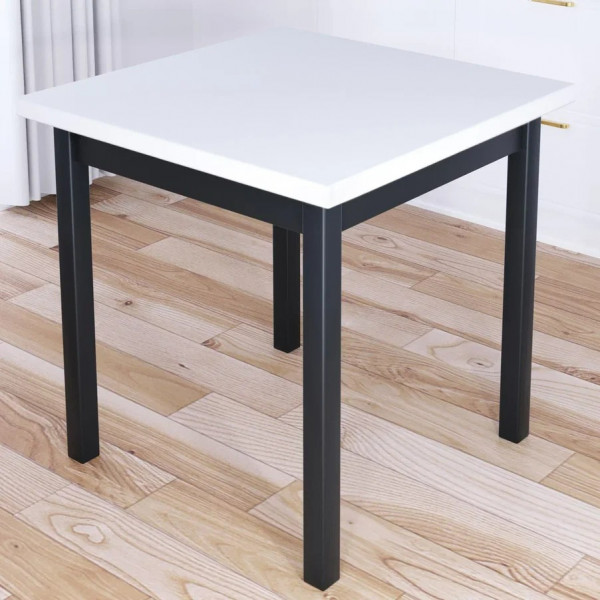 Стол кухонный Классика с квадратной белой столешницей из массива сосны 40 мм и ножками цвета антрацит, 60х60х75 см
