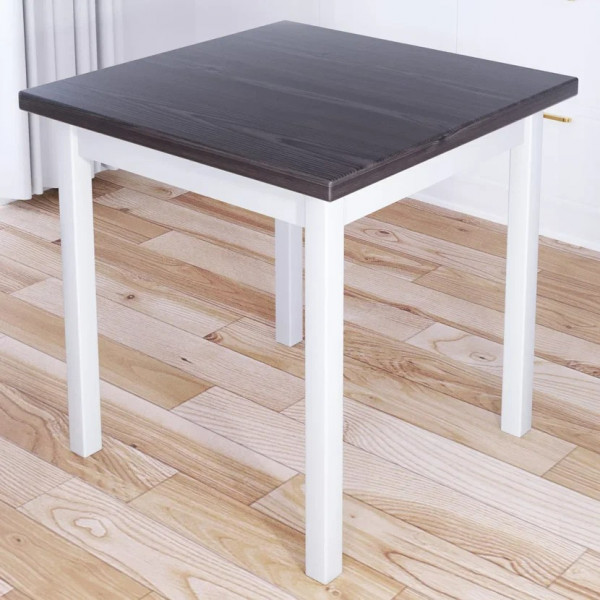 Стол кухонный Классика с квадратной столешницей цвета венге из массива сосны 40 мм и белыми ножками, 60х60х75 см