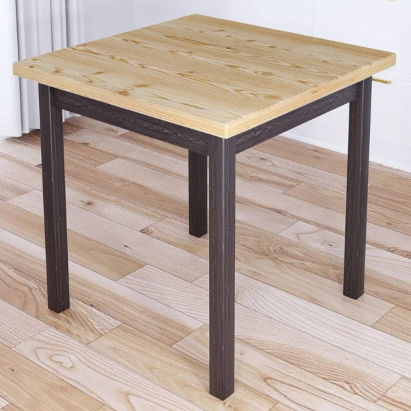 Стол кухонный Классика с квадратной лакированной столешницей из массива сосны 40 мм и ножками цвета венге, 60х60х75 см