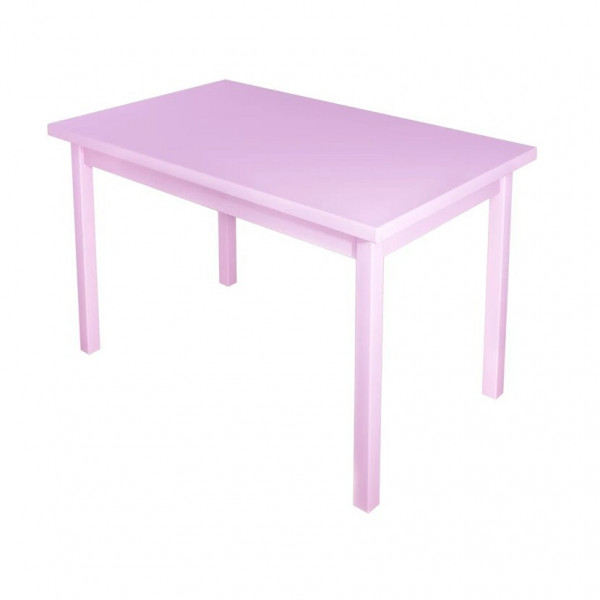 Стол кухонный Классика из массива сосны, столешница розового цвета 40 мм и розовые ножки, 140х80х75 см