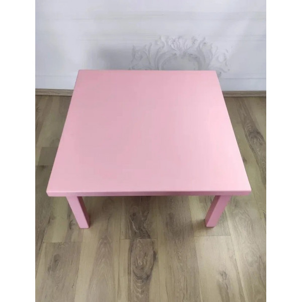 Стол журнальный Классика с квадратной столешницей из массива сосны 40 мм, 75х75х46 см, цвет розовый