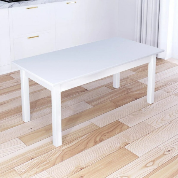 Стол журнальный Классика с белой столешницей из массива сосны 20 мм и ножками белого цвета, 110х60х44 см