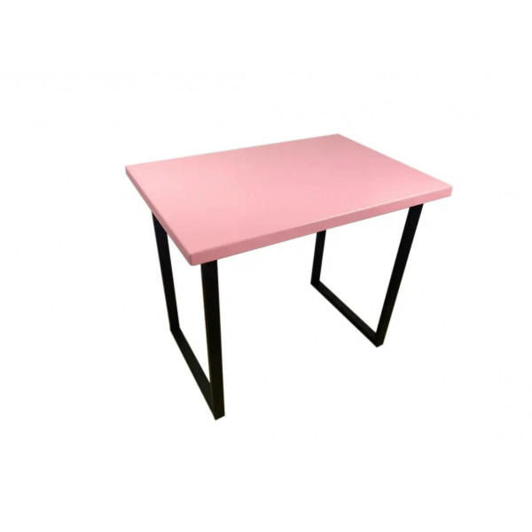 Стол кухонный Loft со столешницей розового цвета из массива сосны 40 мм и черными металлическими ножками, 120х75х75 см