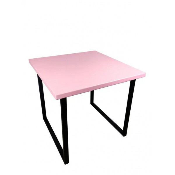 Стол Loft квадратный из массива сосны 40 мм 60x60х75 см цвет розовый офисный деревяная столешница стальные ножки письменный компьютерный