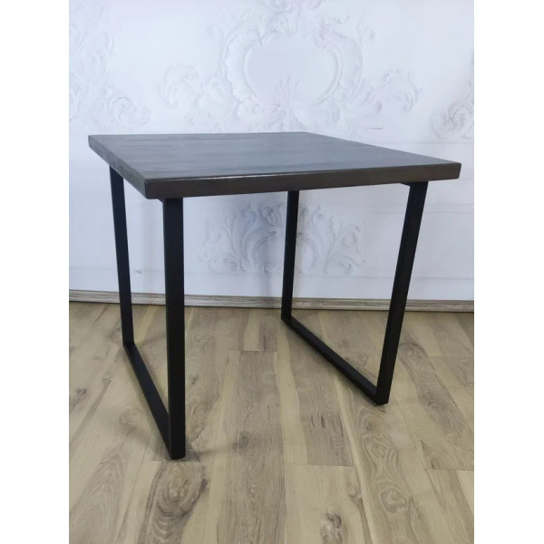 Стол кухонный Loft квадратный со столешницей цвета венге из массива сосны 40 мм и черными металлическими ножками, 70x70х75 см