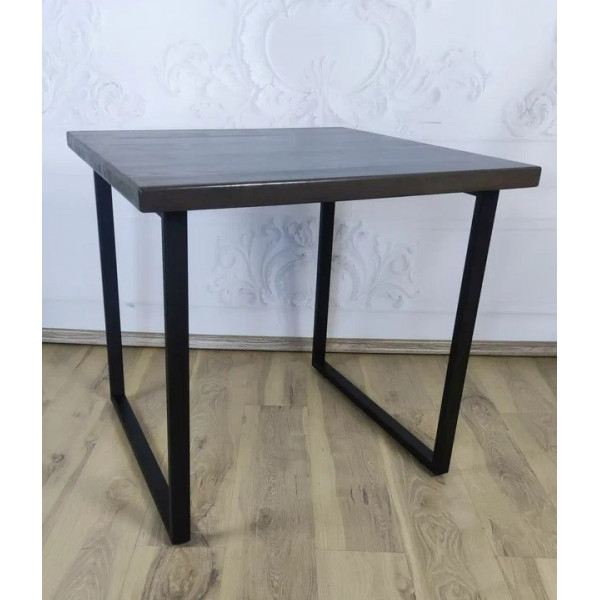 Стол кухонный Loft с квадратной столешницей цвета венге из массива сосны 40 мм и черными металлическими ножками, 75х75х75 см
