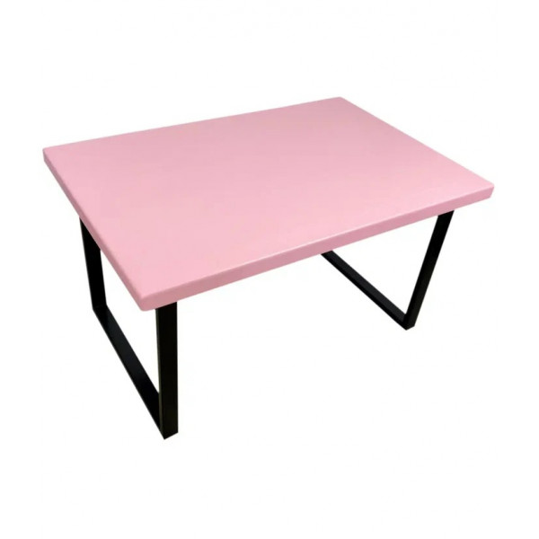 Стол журнальный Loft со столешницей розового цвета из массива сосны 40 мм и черными металлическими ножками, 120х70х50 см
