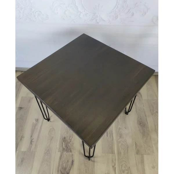 Стол Loft квадратный из массива сосны 40 мм на Шпильках 60x60х75 цвет венге офисный деревяная столешница стальные ножки письменный компьютерный