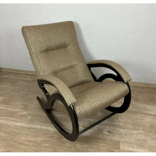 Кресло-качалка классическое для дома и дачи, обивка из рогожки, цвет коричневый
