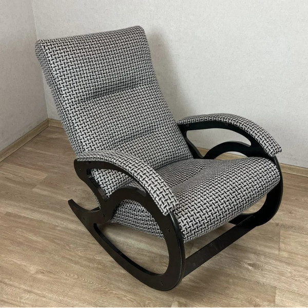 Кресло-качалка классическое для дома и дачи, обивка из рогожки, цвет серый
