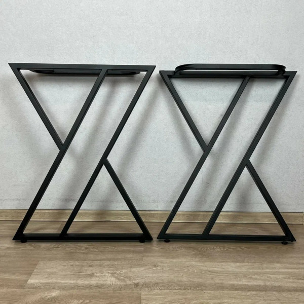 Ножки для стола в стиле Loft Z-образные, опоры для стола лофт 58,5х71 см, подстолья металлические регулируемые прочные, порошковая покраска, черного цвета, 2 шт.