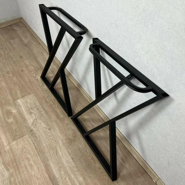 Ножки для стола в стиле Loft Z-образные, опоры для стола лофт 78,5х71 см, подстолья металлические регулируемые прочные, порошковая покраска, черного цвета, 2 шт.
