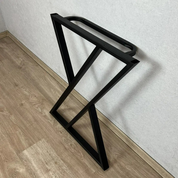 Ножка для стола в стиле Loft Z-образная, опора для стола лофт 58,5х71 см, подстолье металлическое регулируемое прочное, порошковая покраска, черного цвета