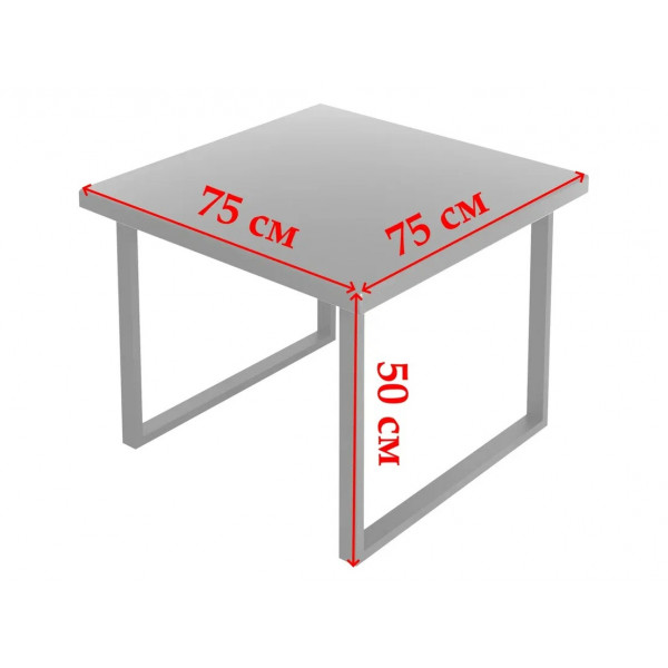 Стол журнальный Loft с квадратной столешницей без покрытия из массива сосны 40 мм и черными металлическими ножками, 75х75х50 см