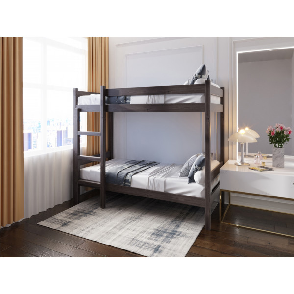 Двухъярусная кровать из массива сосны 190х80 см (габариты 200х90), цвет венге