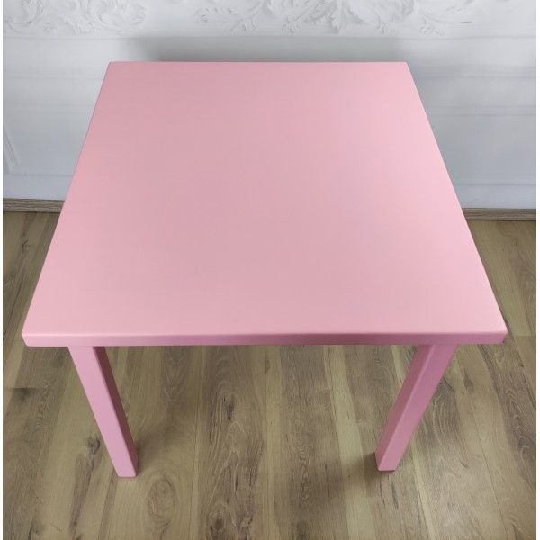 Стол квадратный из массива сосны 40 мм Классика 80х80х75 см цвет розовый деревяная столешница письменный кухонный рабочий