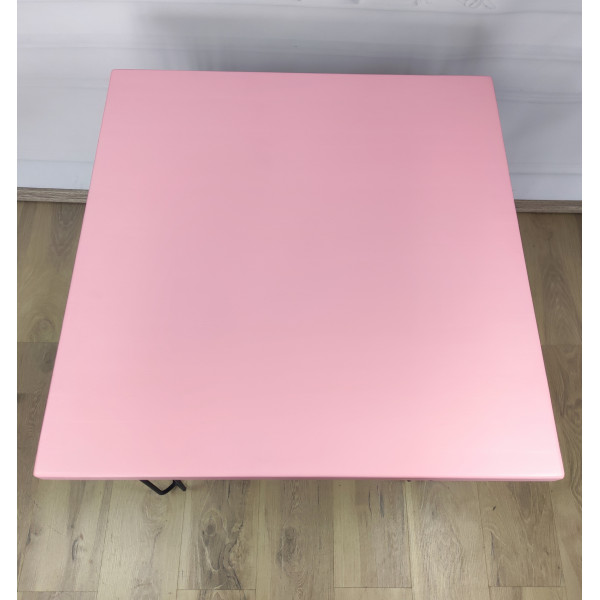 Стол Loft квадратный из массива сосны 40 мм на Шпильках 60x60х75 цвет розовый офисный деревяная столешница стальные ножки письменный компьютерный