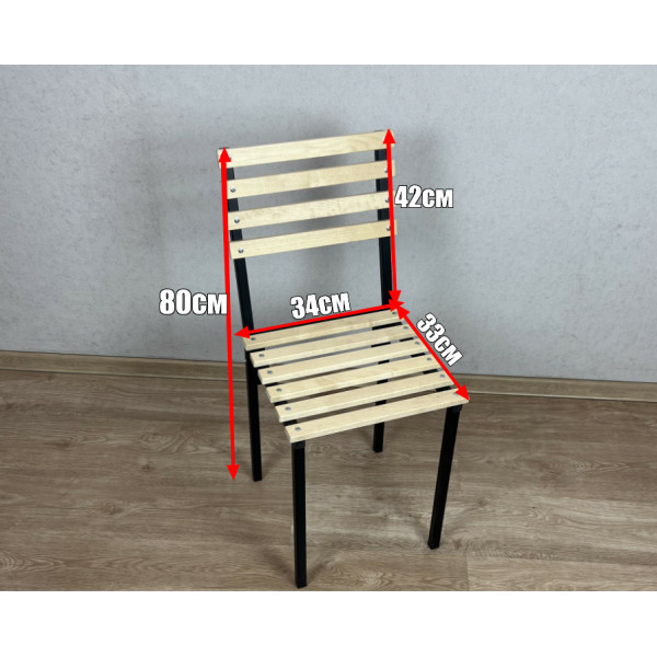 Комплект стульев металлических универсальных, черный каркас с березовой спинкой и сиденьем без покрытия, 4 шт.
