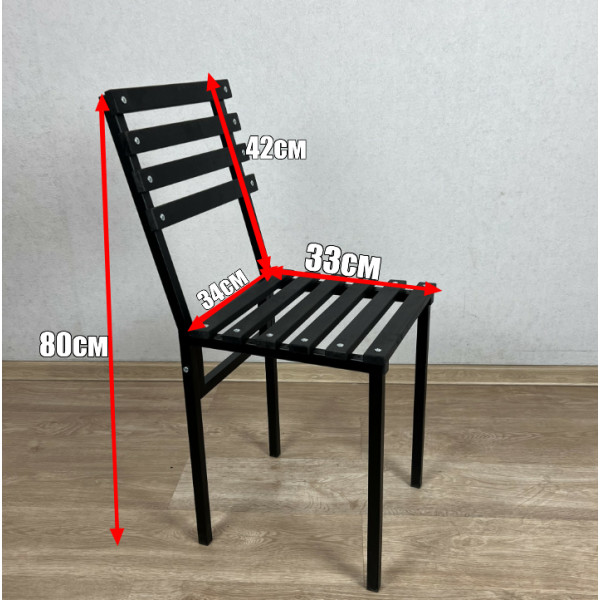 Комплект стульев металлических универсальных, черный каркас с черной березовой спинкой и сиденьем, 6 шт.