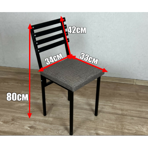 Комплект стульев металлических универсальных, черный каркас с черной березовой спинкой и серым мягким велюровым сиденьем, 4 шт.