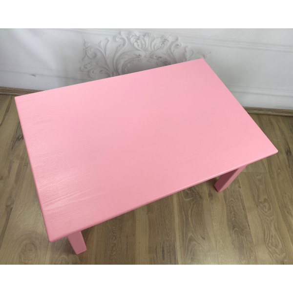 Стол Классика журнальный из массива сосны 20 мм 90х60х46 см цвет розовый