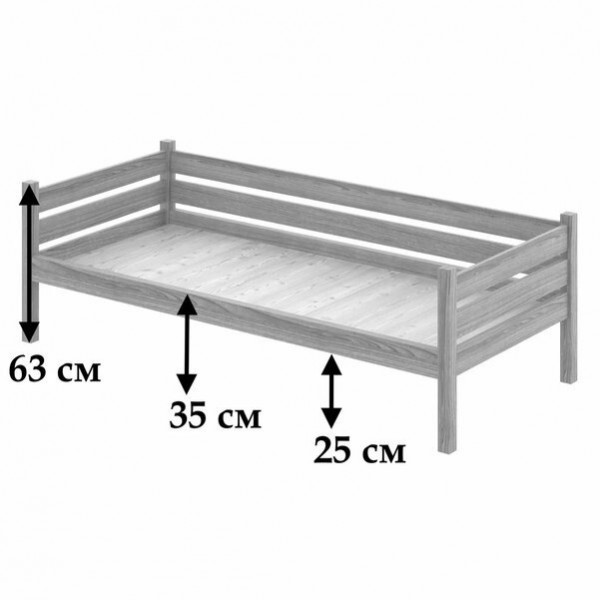 Тахта односпальная из массива сосны со сплошным основанием, 100х190 см (габариты 110х200), без покраски