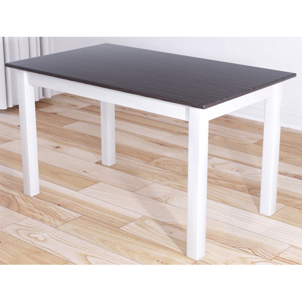 Стол кухонный Классика из массива сосны, столешница цвета венге 20 мм и белые ножки, 120х60х75 см