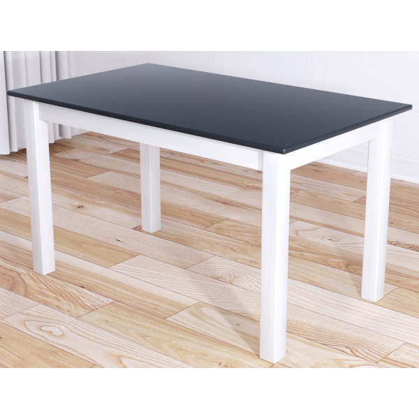 Стол кухонный Классика из массива сосны, столешница цвета антрацит 20 мм и белые ножки, 110х60х75 см