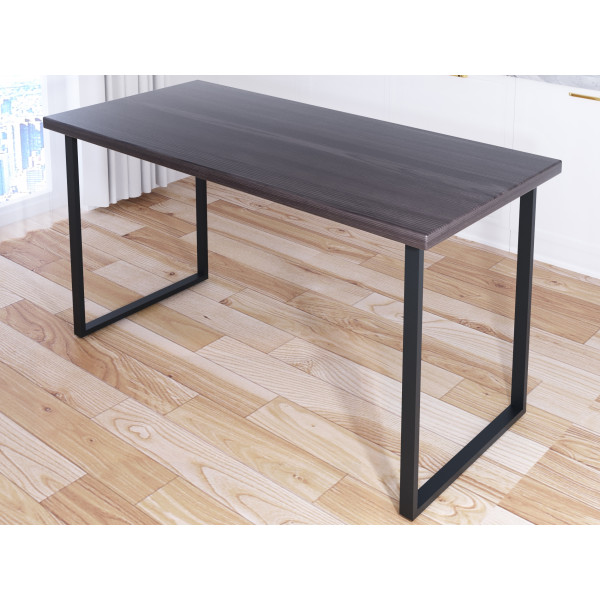 Стол кухонный Loft со столешницей цвета венге из массива сосны 40 мм и черными металлическими ножками, 130х60х75 см
