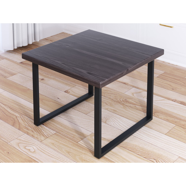 Стол журнальный Loft квадратный со столешницей цвета венге из массива сосны 40 мм и черными металлическими ножками, 60x60х50 см