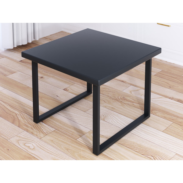 Стол журнальный Loft квадратный со столешницей цвета антрацит из массива сосны 40 мм и черными металлическими ножками, 60x60х50 см