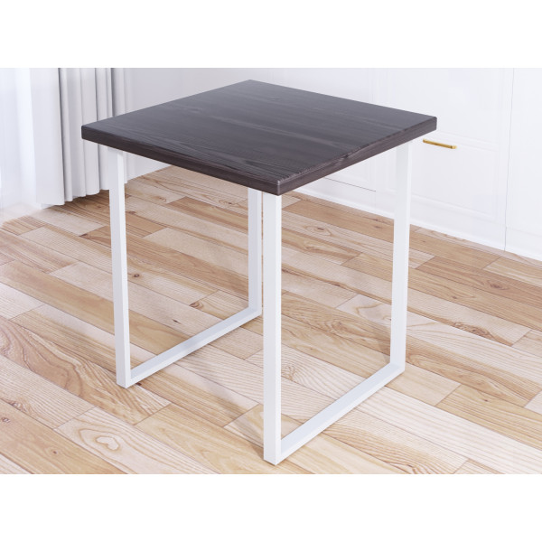 Стол кухонный Loft квадратный со столешницей цвета венге из массива сосны 40 мм и белыми металлическими ножками, 60x60х75 см