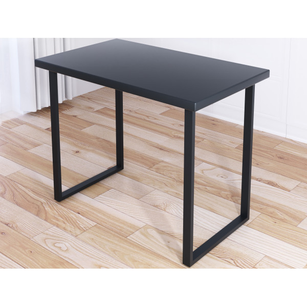 Стол кухонный Loft со столешницей цвета антрацит из массива сосны 40 мм и черными металлическими ножками, 90х60х75 см