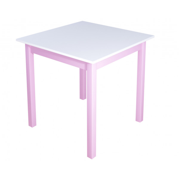 Стол кухонный Классика квадратный с белой столешницей 20 мм и ножками розового цвета, 60х60х75 см