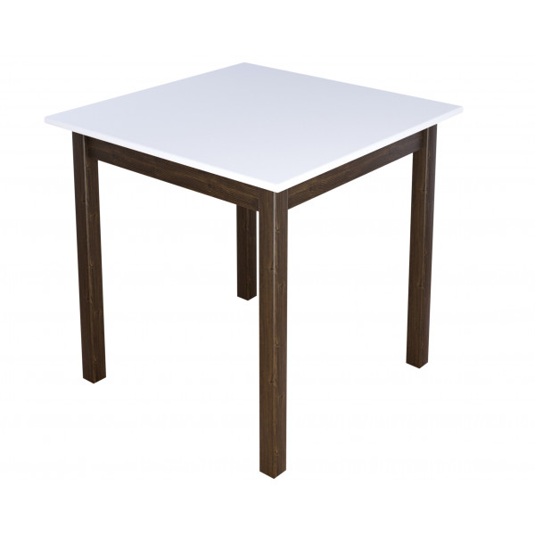 Стол кухонный Классика квадратный с белой столешницей 20 мм и ножками цвета темного дуба, 60х60х75 см