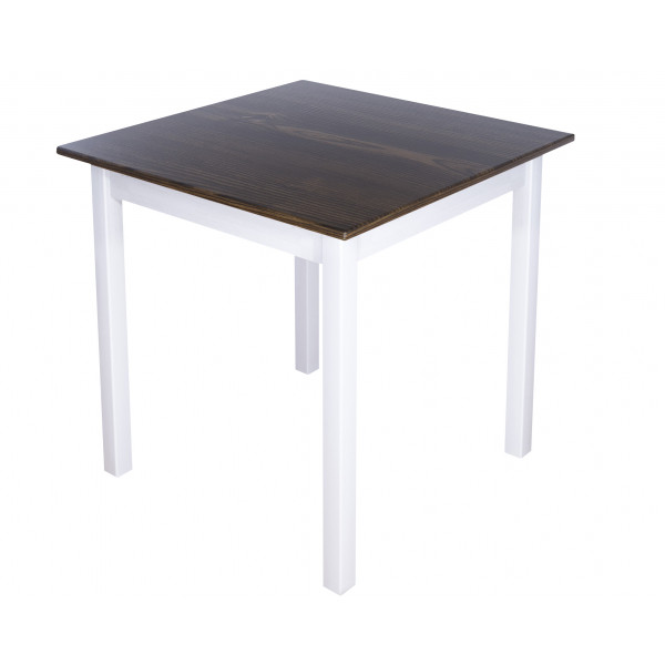 Стол кухонный Классика квадратный со столешницей цвета темного дуба 20 мм и ножками белого цвета, 60х60х75 см