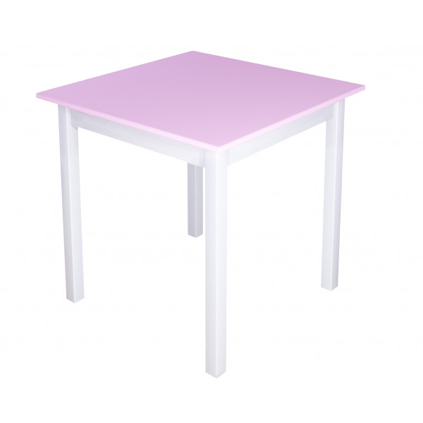 Стол кухонный Классика квадратный с розовой столешницей 20 мм и ножками белого цвета, 60х60х75 см