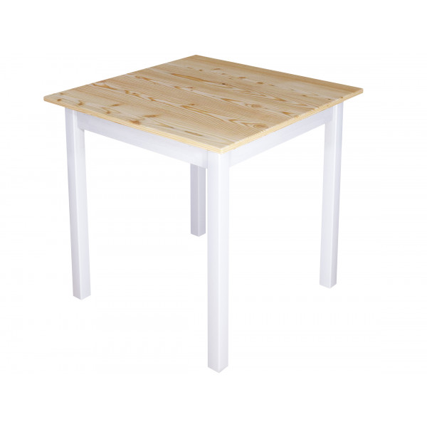 Стол кухонный Классика квадратный с лакированной столешницей 20 мм и ножками белого цвета, 60х60х75 см